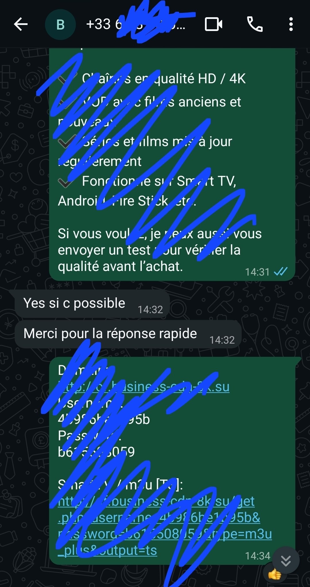 Avis client IPTV France WhatsApp 1
